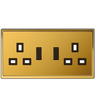 Gold-Coloured Metal 2 Gang Switch Socket 13A 250~