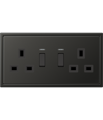 Anthracite (aluminium lacquered) 2 Gang Metal Switch Socket 13A 250~ with indicator light