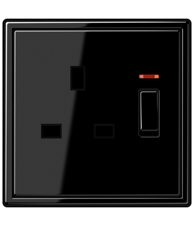 Black Glossy Switch Socket 13A 250~ with indicator light