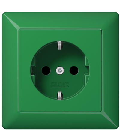 GREEN SCHUKO® SOCKET WITH CONTACT PROTECTION SCREW TERMINALS