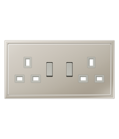 Stainless Steel Metal 2 Gang Switch Socket 13A 250~