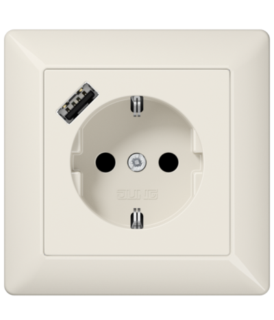 IVORY SCHUKO® SOCKET WITH USB CHARGER, PORT TYPE A