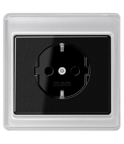 BLACK SCHUKO® SOCKET WITH CONTACT PROTECTION SCREWLESS